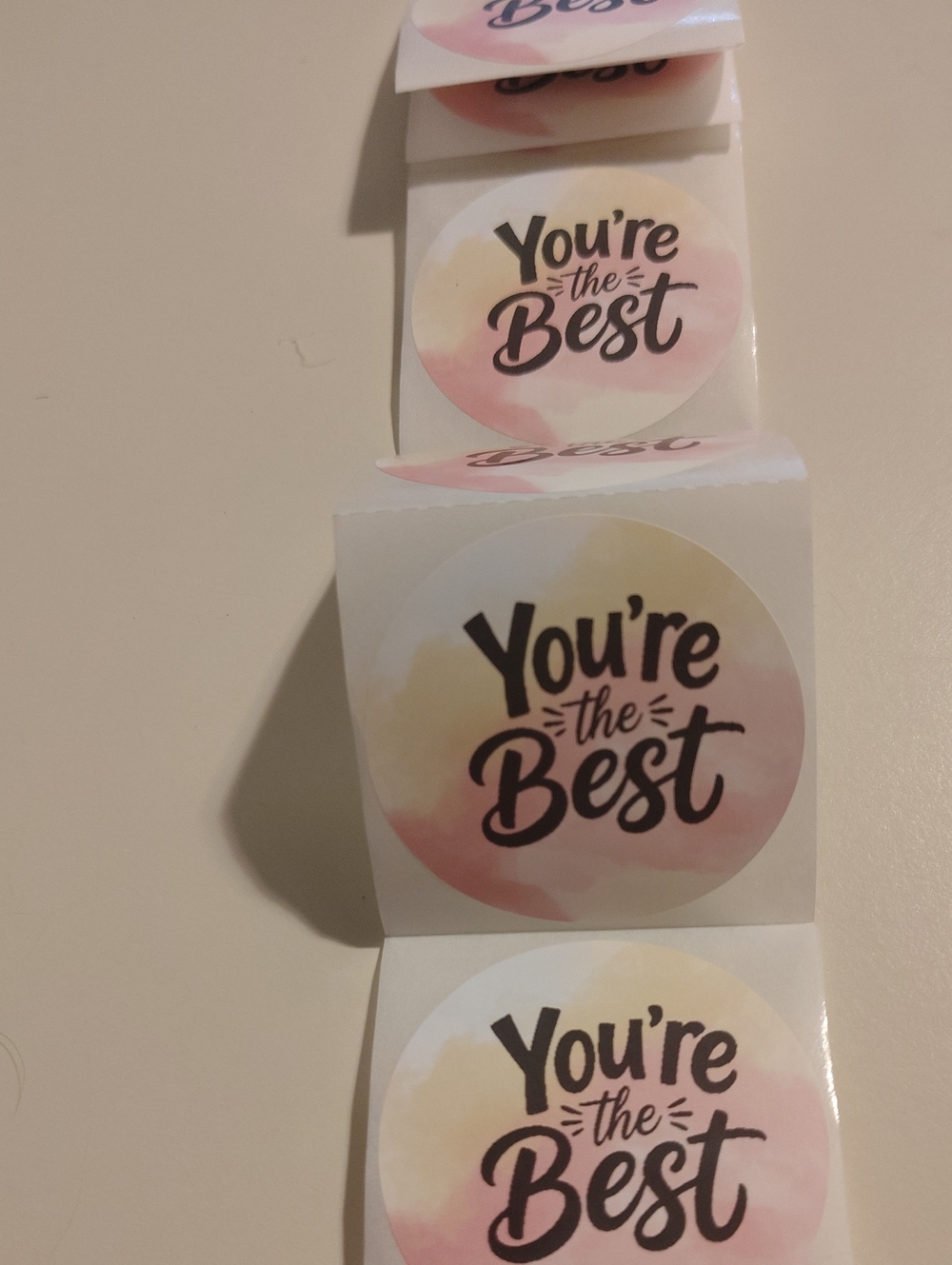 20 You're the Best Pastel Sticker Roll - Pink & Cream Praise Labels